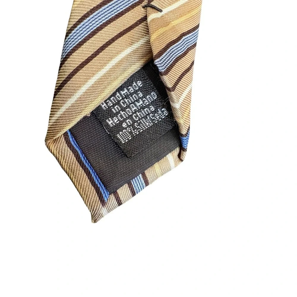 Mark Jason‎ Boys Tie Striped Brown Blue Tan Stain Resistant Youth Necktie
